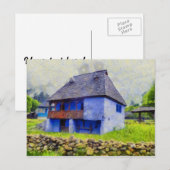 Carte Postale Peinture de la maison bleue (Devant / Derrière)