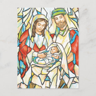 Carte Postale Peinture de la nativité en verre tendu