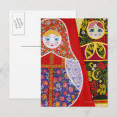 Carte Postale Peinture de la poupée russe Matryoshka (Devant / Derrière)
