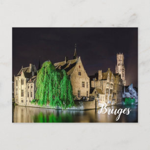 Carte Postale Peinture de la vieille ville de Bruges et de la to