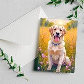 Carte Postale Peinture de laboratoire jaune Labrador Retriever C