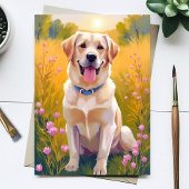 Carte Postale Peinture de laboratoire jaune Labrador Retriever C