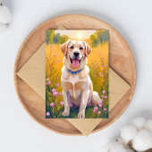 Carte Postale Peinture de laboratoire jaune Labrador Retriever C