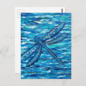 Carte Postale Peinture de libellules bleues (Devant / Derrière)