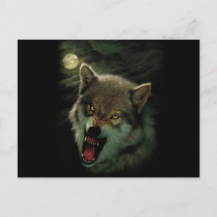 Carte Postale Peinture de loup en colère