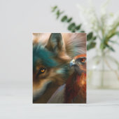 Carte Postale Peinture de loup et d'aigle (Debout devant)