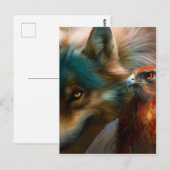 Carte Postale Peinture de loup et d'aigle (Devant / Derrière)