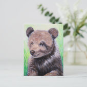 Carte Postale Peinture de l'ours grizzli bébé (Debout devant)