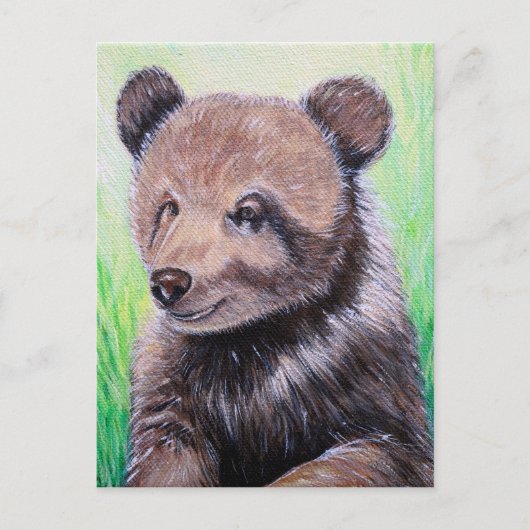 Carte Postale Peinture de l'ours grizzli bébé (Devant)