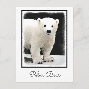 Carte Postale Peinture de l'ours polaire - Art original de la fa