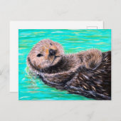 Carte Postale Peinture de loutre de mer (Devant / Derrière)