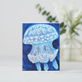 Carte Postale Peinture de méduse bleue (Debout devant)