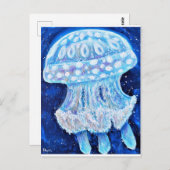 Carte Postale Peinture de méduse bleue (Devant / Derrière)