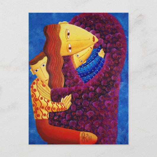 Carte Postale Peinture de mère et fils (Devant)