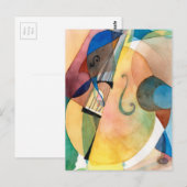 Carte Postale Peinture de musique jazz "Bassline" (Devant / Derrière)