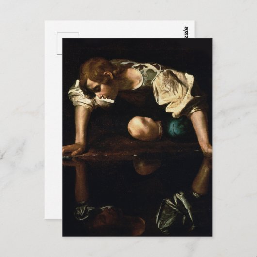 Carte Postale Peinture de Narcissus par Caravaggio (Devant / Derrière)