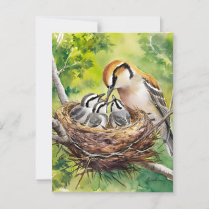 Carte Postale Peinture de nid d'oiseaux doux