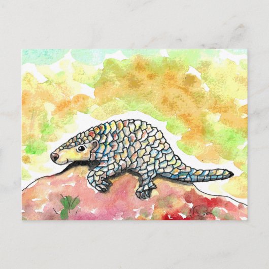 Carte Postale Peinture de Pangolin Mignon (Devant)