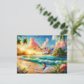 Carte Postale Peinture de paradis tropicaux dynamique (Debout devant)