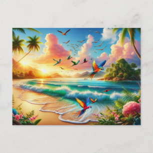Carte Postale Peinture de paradis tropicaux dynamique
