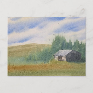 Carte Postale Peinture de paysage à l'aquarelle