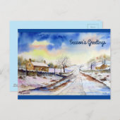 Carte Postale Peinture de paysage à l'aquarelle de l'allée hiver (Devant / Derrière)