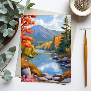 Carte Postale Peinture de paysage de feuillage d'automne de Nouv