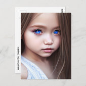CARTE POSTALE PEINTURE DE PETITE FILLE AUX YEUX BL (Devant / Derrière)