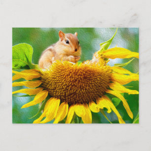 Carte Postale Peinture de photo de joli tamia tournesol jaune