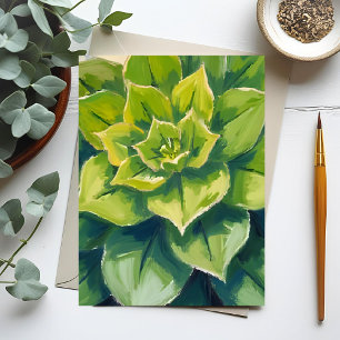 Carte Postale Peinture de plante succulente verte