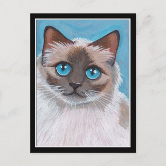 Carte Postale Peinture de portrait de chat bleu teinté (Devant)