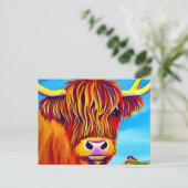 Carte Postale Peinture de portrait de vache Highland (Debout devant)