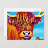 Carte Postale Peinture de portrait de vache Highland (Devant / Derrière)