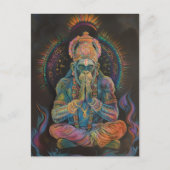 Carte Postale Peinture de portrait noir arc-en-ciel de Hanuman e (Devant)