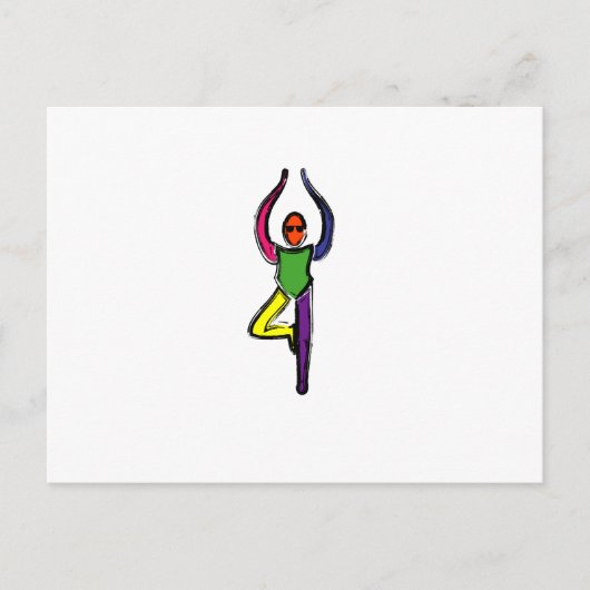 Carte Postale Peinture de pose de yoga d'arbre. (Devant)