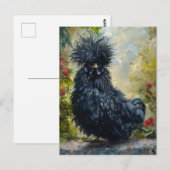 Carte Postale Peinture de poulet noir en Silkie (Devant / Derrière)