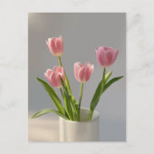 Carte Postale Peinture de réalisme de vase de tulipe rose (Devant)