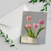 Carte Postale Peinture de réalisme de vase de tulipe rose