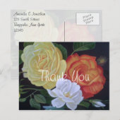 Carte Postale Peinture de rose Merci (Devant / Derrière)