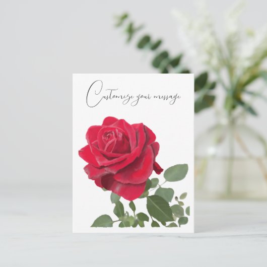 Carte Postale Peinture de rose rouge (Debout devant)