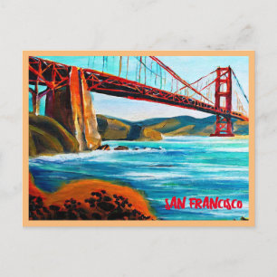 Carte Postale Peinture de San Francisco Golden Gate Bridge