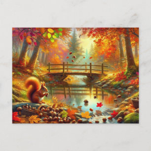 Carte Postale Peinture de scène de forêt automnale sereine