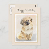 Carte Postale Peinture de Spaniel Tibétain - Art Original de Chi (Devant / Derrière)