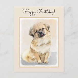 Carte Postale Peinture de Spaniel Tibétain - Art Original de Chi