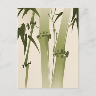 Carte Postale Peinture de style oriental, branches de bambou 2