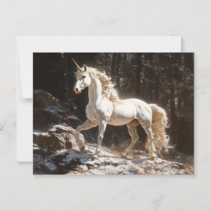 Carte Postale Peinture de style Vintage Unicorne blanche