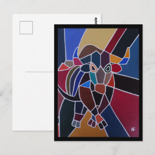 Carte Postale Peinture de taureau abstrait par Alfred Fox