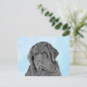 Carte Postale Peinture de Terre-Neuve - Cute Original Chien Art (Debout devant)