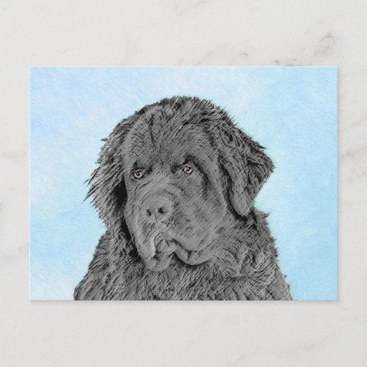 Carte Postale Peinture de Terre-Neuve - Cute Original Chien Art (Devant)