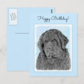 Carte Postale Peinture de Terre-Neuve - Cute Original Chien Art (Devant / Derrière)